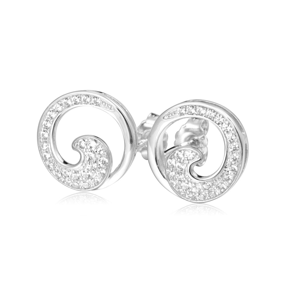 Pavé Wave Stud Earrings