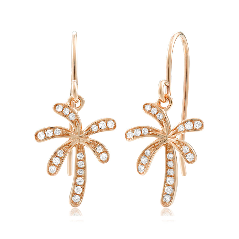 Pavé Retro Palm Tree Hook Earrings