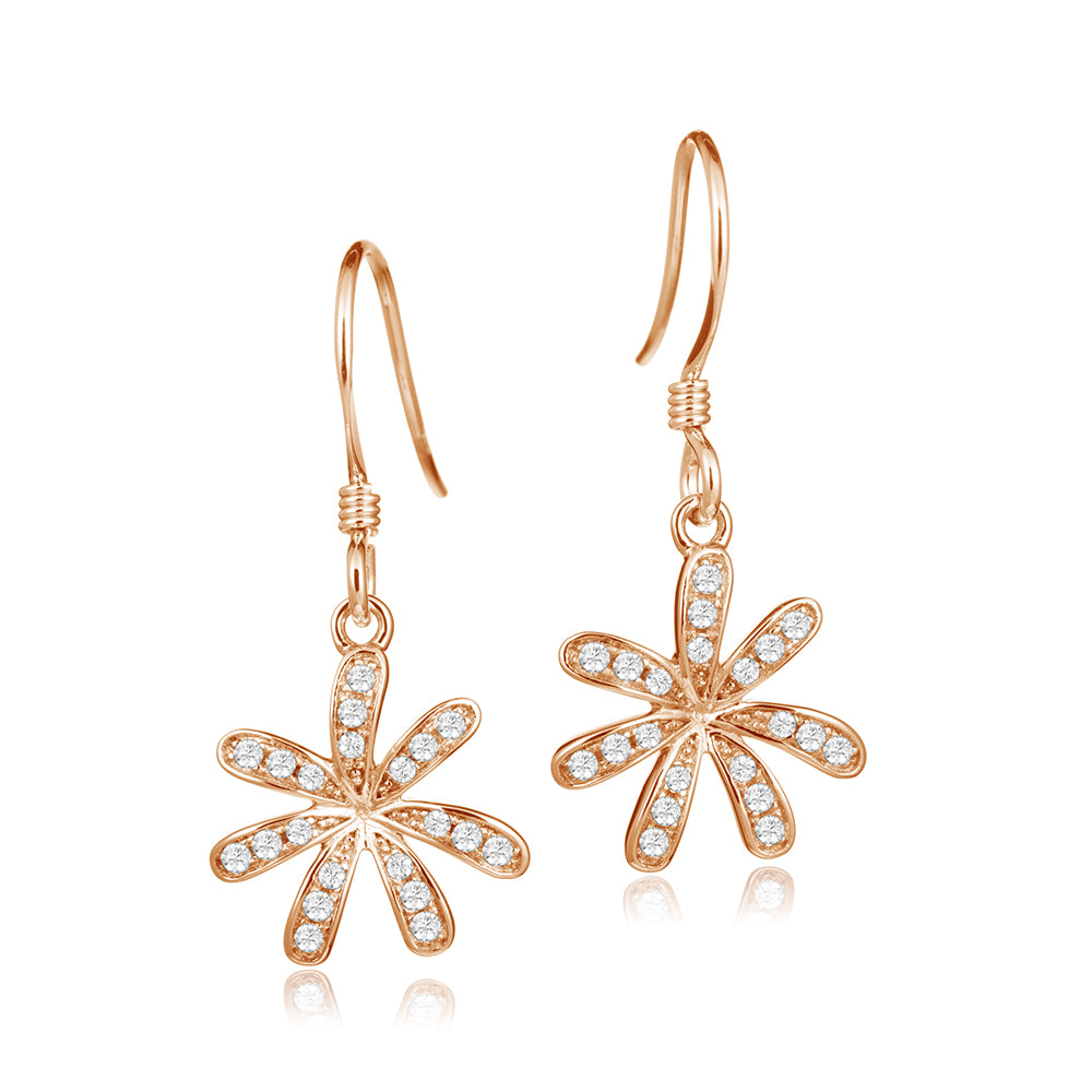 Pavé Tiare Gardenia Hook Earrings