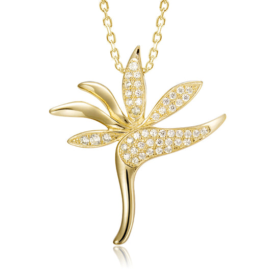 Pavé Tropical Bird of Paradise Pendant
