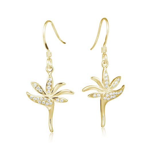 Pavé Tropical Bird of Paradise Hook Earrings