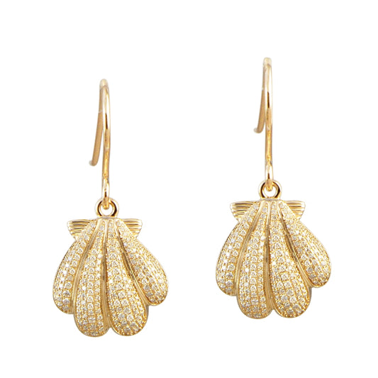 Pavé Sunrise Shell Hook Earrings