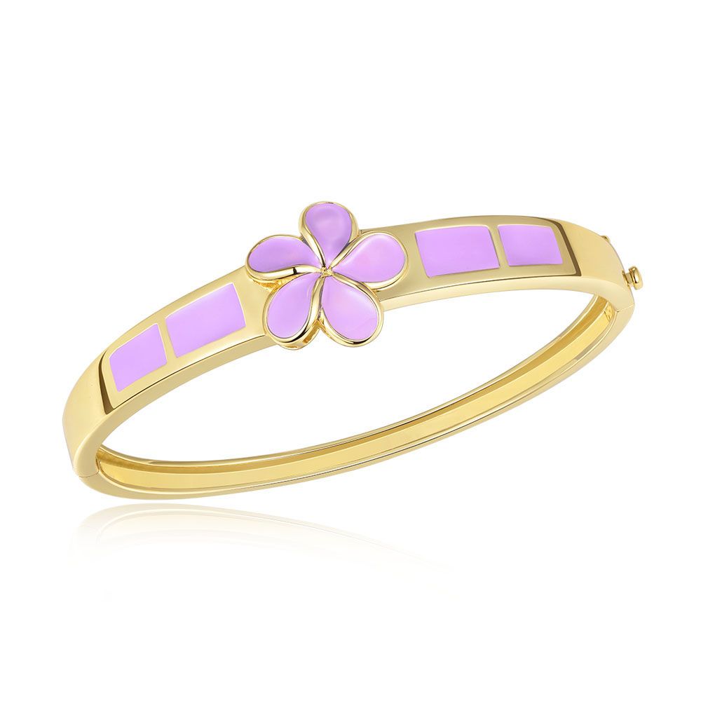 Lavender Blush Enamel Plumeria Bangle