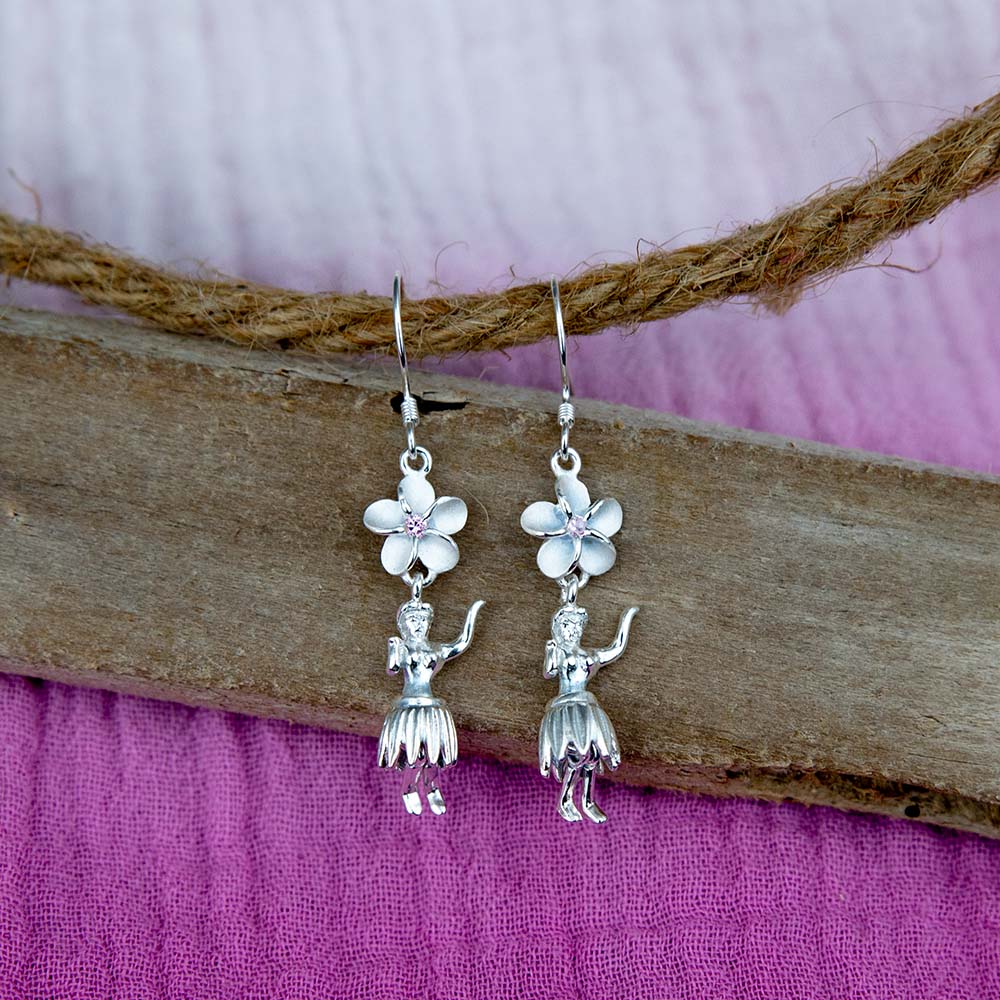 Plumeria Hula Hook Earrings