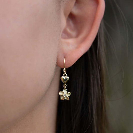 Boucles d’oreilles crochet en forme de larme Plumeria