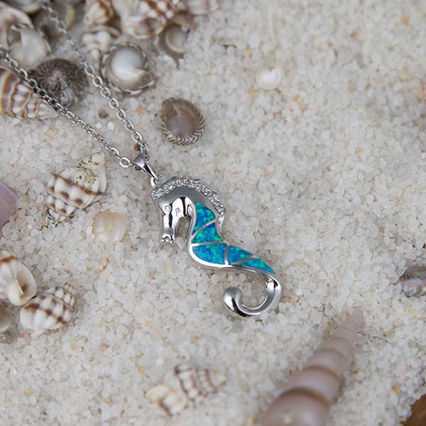 Opal Wandering Seahorse Pendant