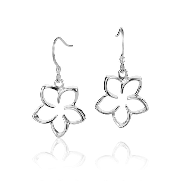In the photo there is a pair of plumeria gloss hook earrings.
