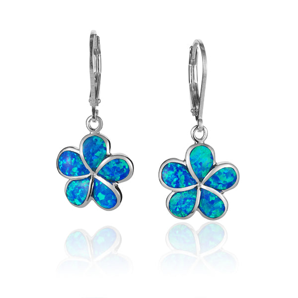 Opal Plumeria Lever Back Earrings