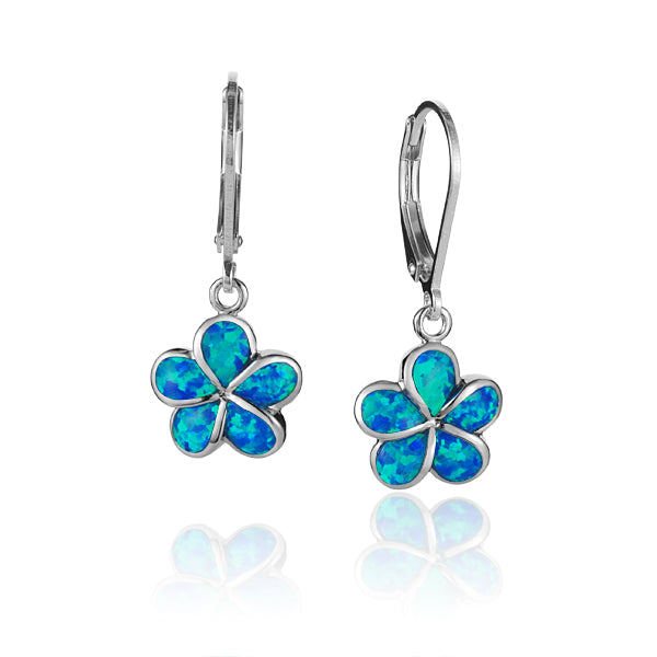 Opal Plumeria Lever Back Earrings