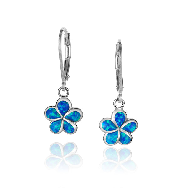 Opal Plumeria Lever Back Earrings