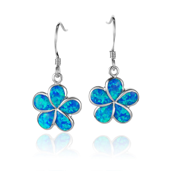 Opal Plumeria Hook Earrings