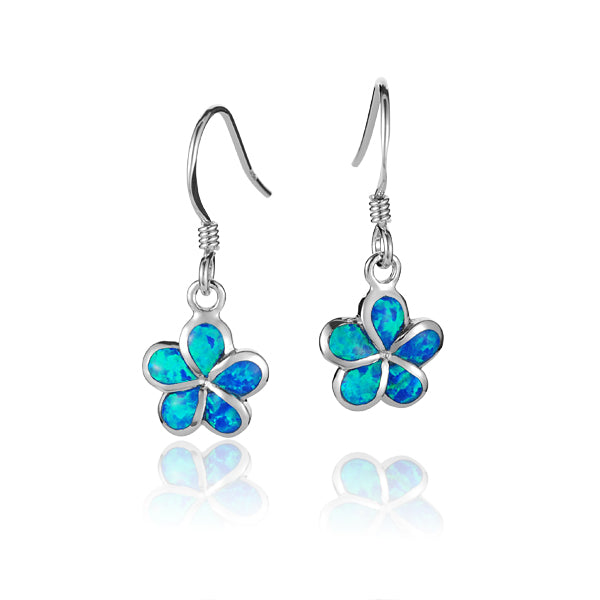 Opal Plumeria Hook Earrings