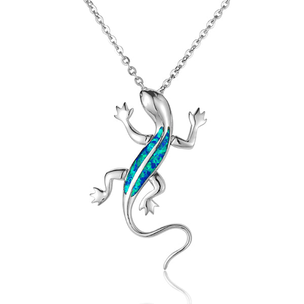 Pendentif lézard rampant opale