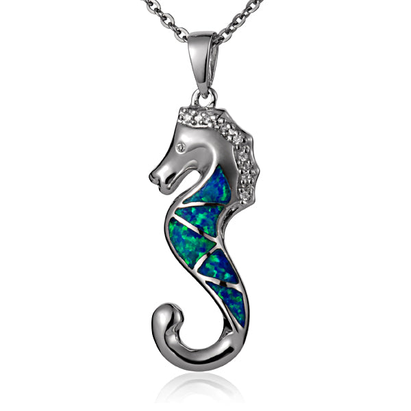 Opal Wandering Seahorse Pendant