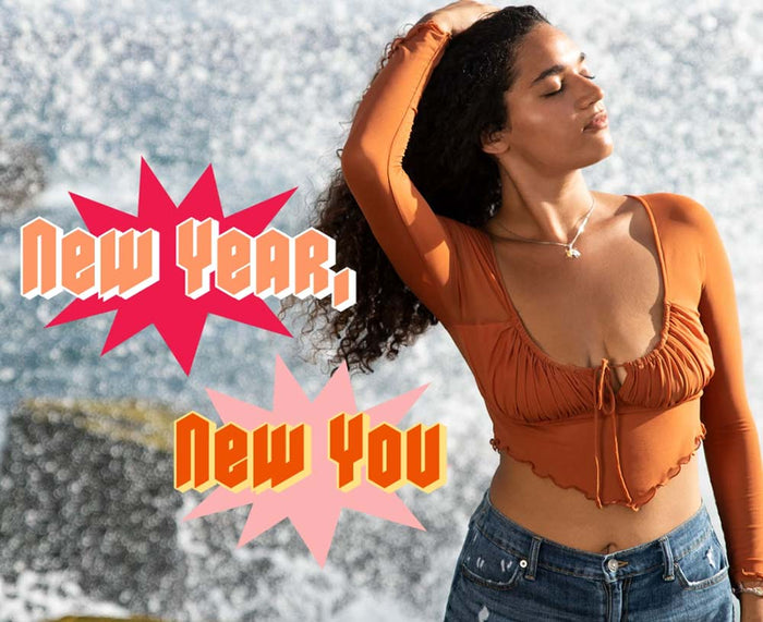 new year, new you with a model wearing a hawaiian jewel pendant