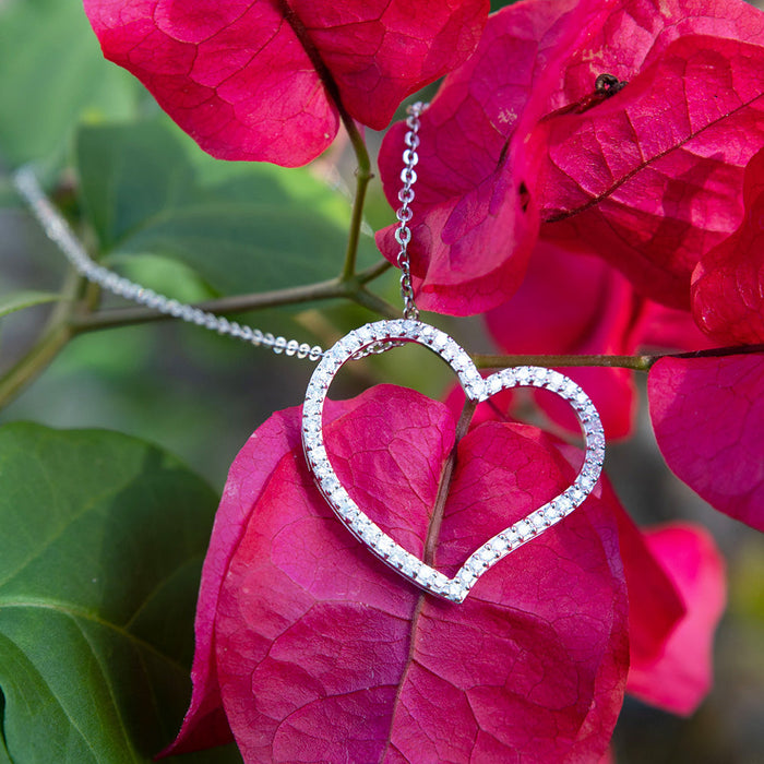 heart pendant lined with cubic zirconia