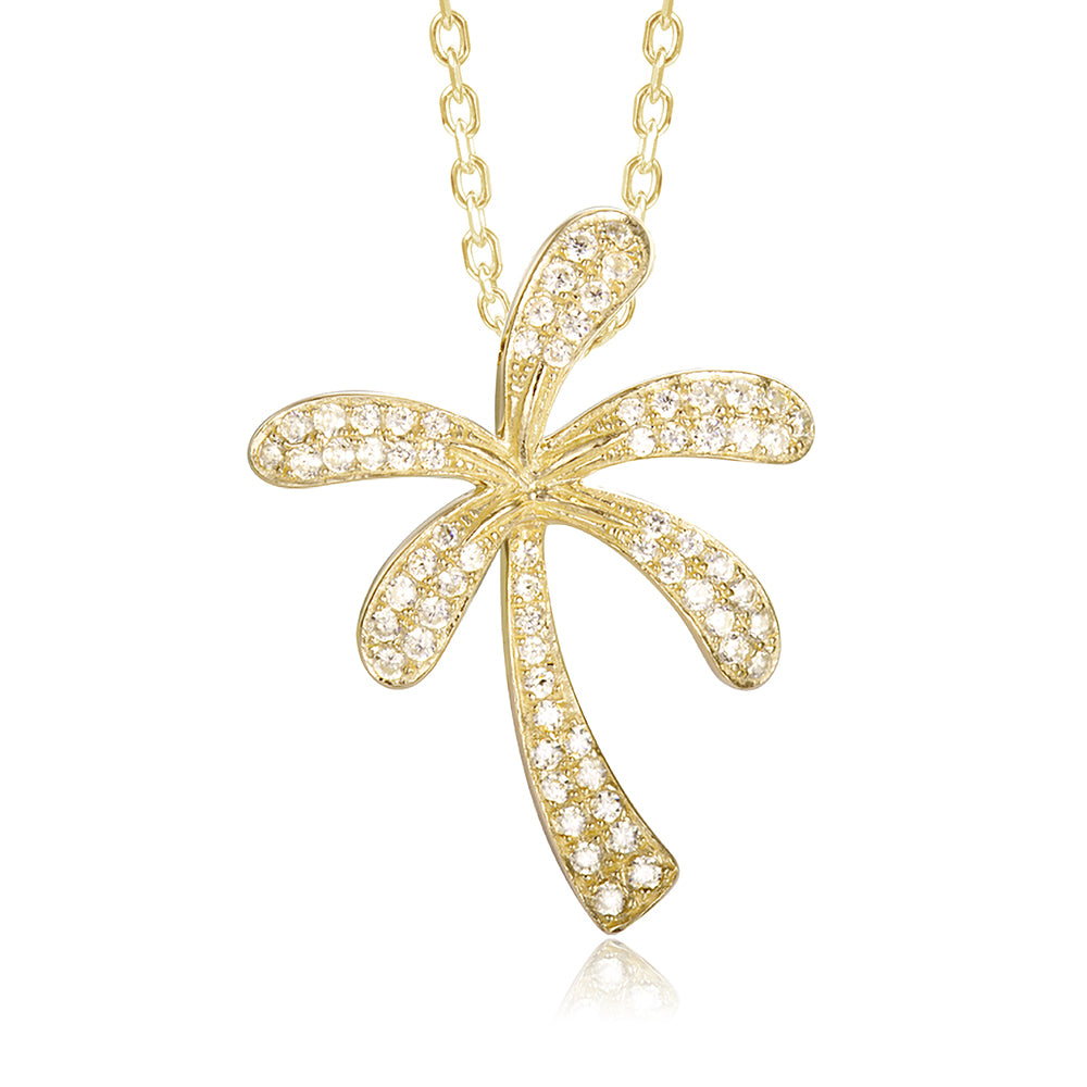 Pavé Retro Palm Tree Pendant