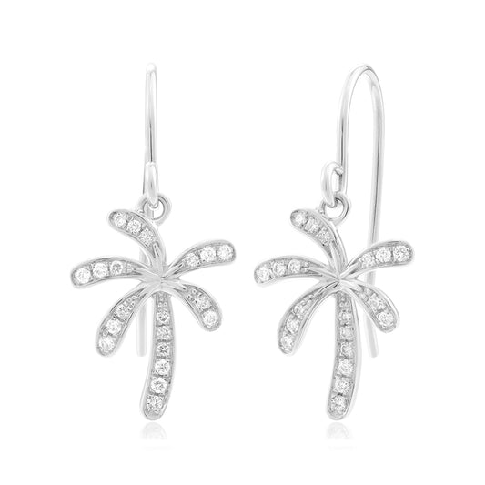 Pavé Retro Palm Tree Hook Earrings