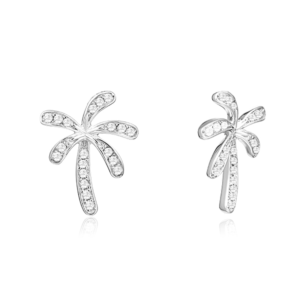 Pavé Retro Palm Tree Stud Earrings