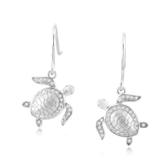 Pavé Maui Honu Hook Earrings