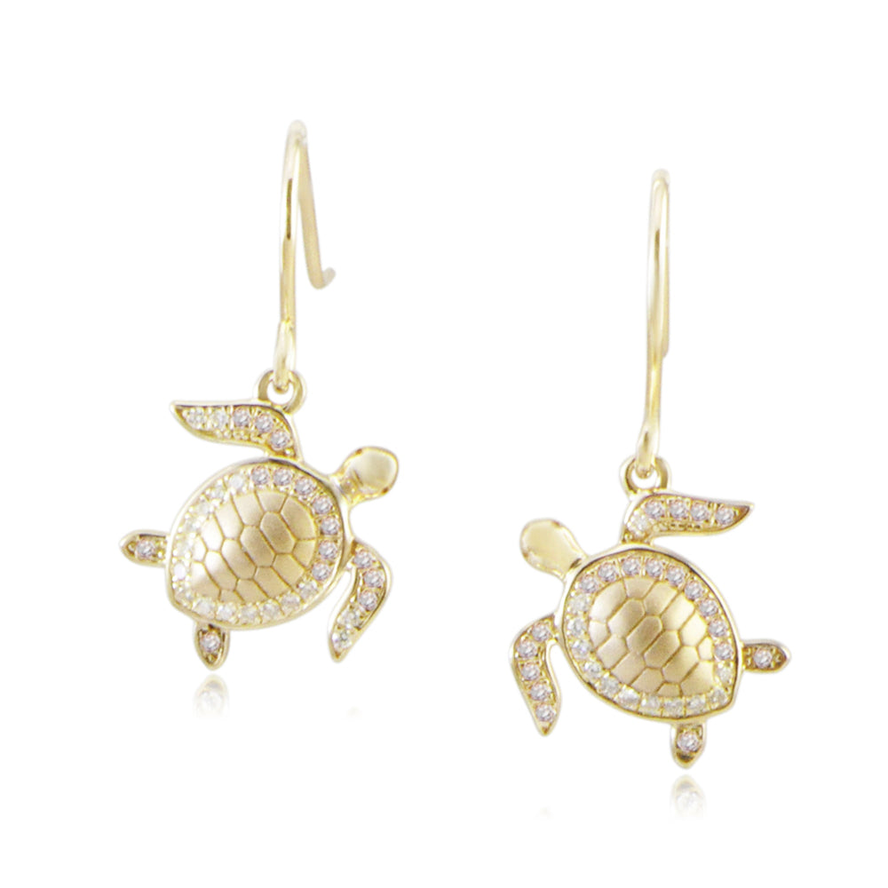 Pavé Maui Honu Hook Earrings