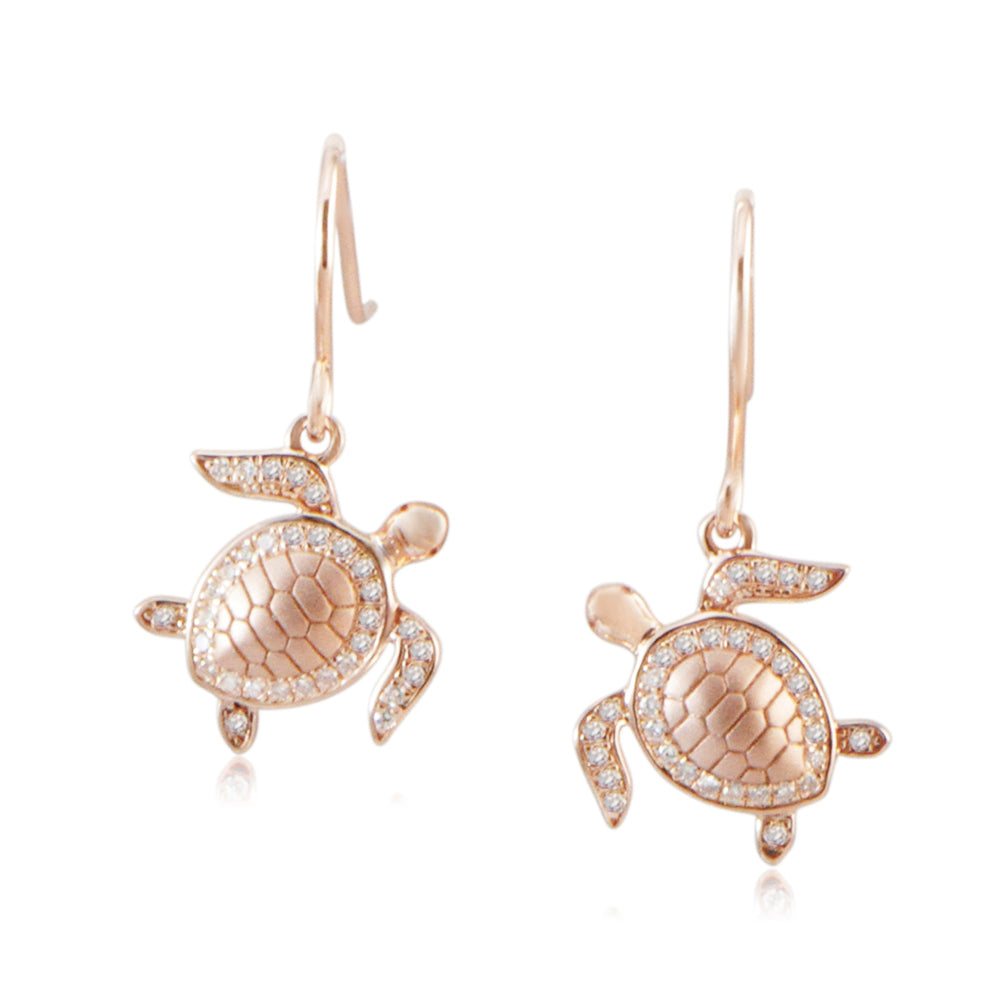 Pavé Maui Honu Hook Earrings