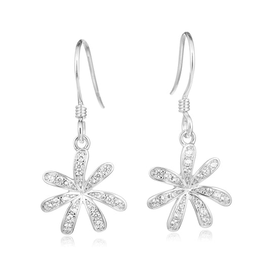 Pavé Tiare Gardenia Hook Earrings