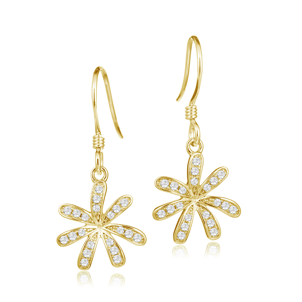 Pavé Tiare Gardenia Hook Earrings