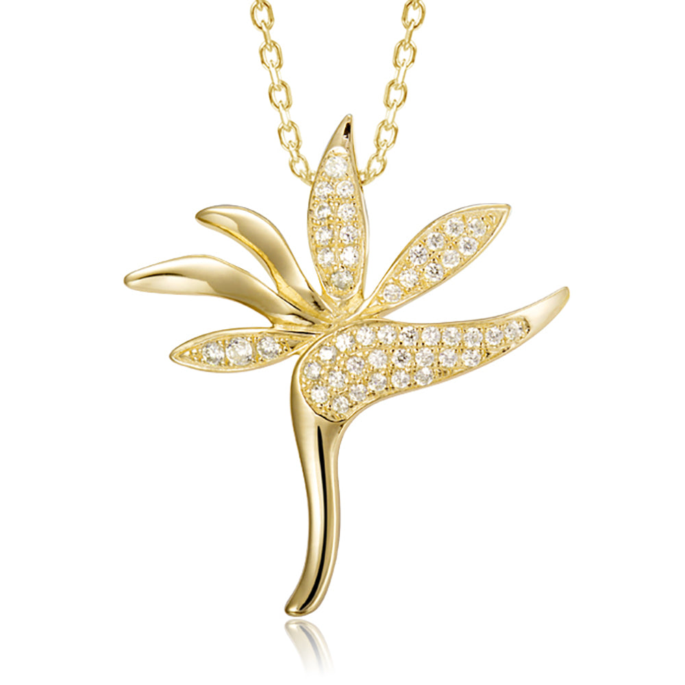 Pavé Tropical Bird of Paradise Pendant