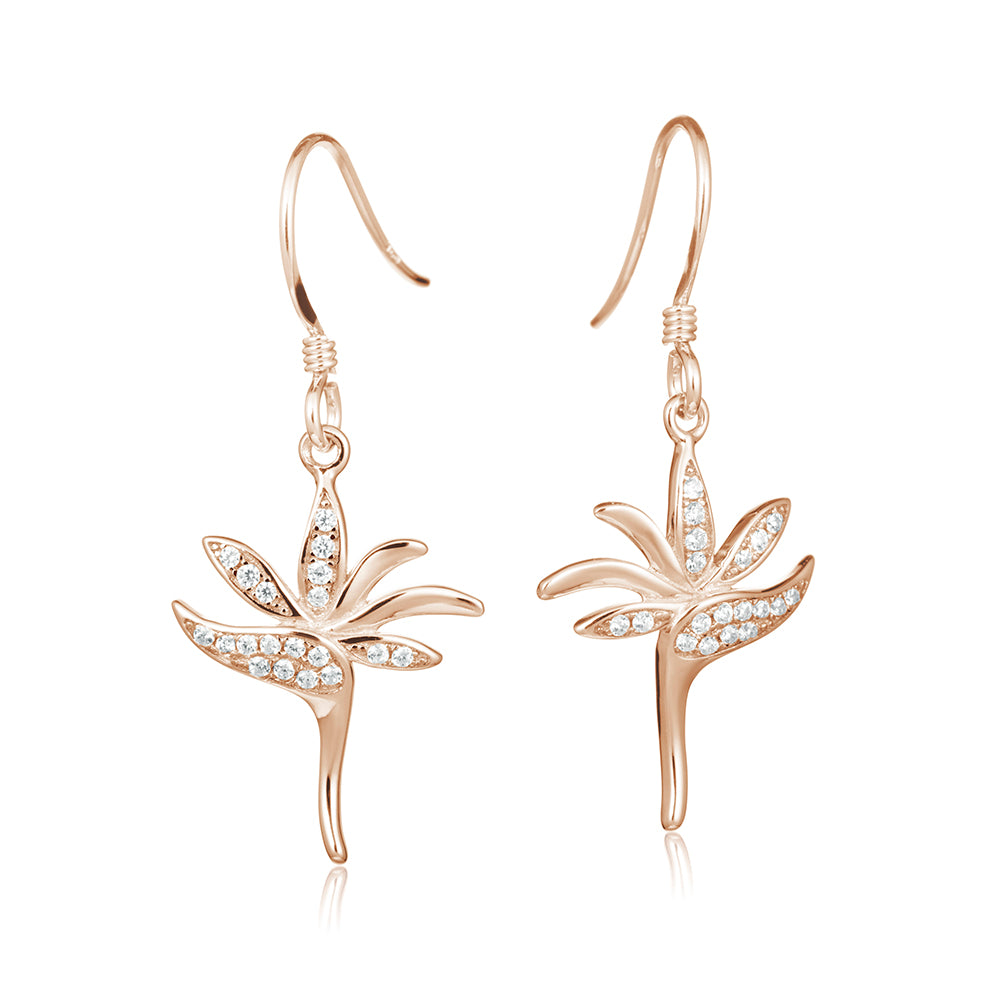 Pavé Tropical Bird of Paradise Hook Earrings