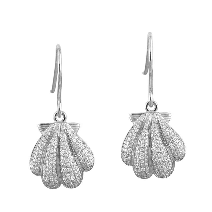 Pavé Sunrise Shell Hook Earrings