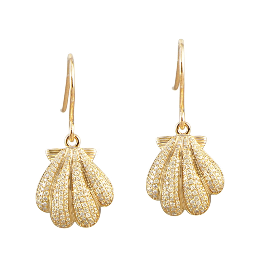 Pavé Sunrise Shell Hook Earrings