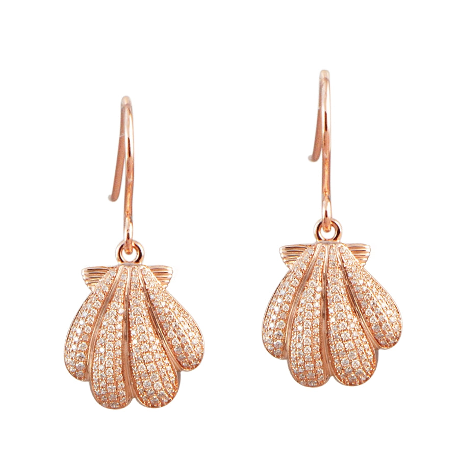 Pavé Sunrise Shell Hook Earrings