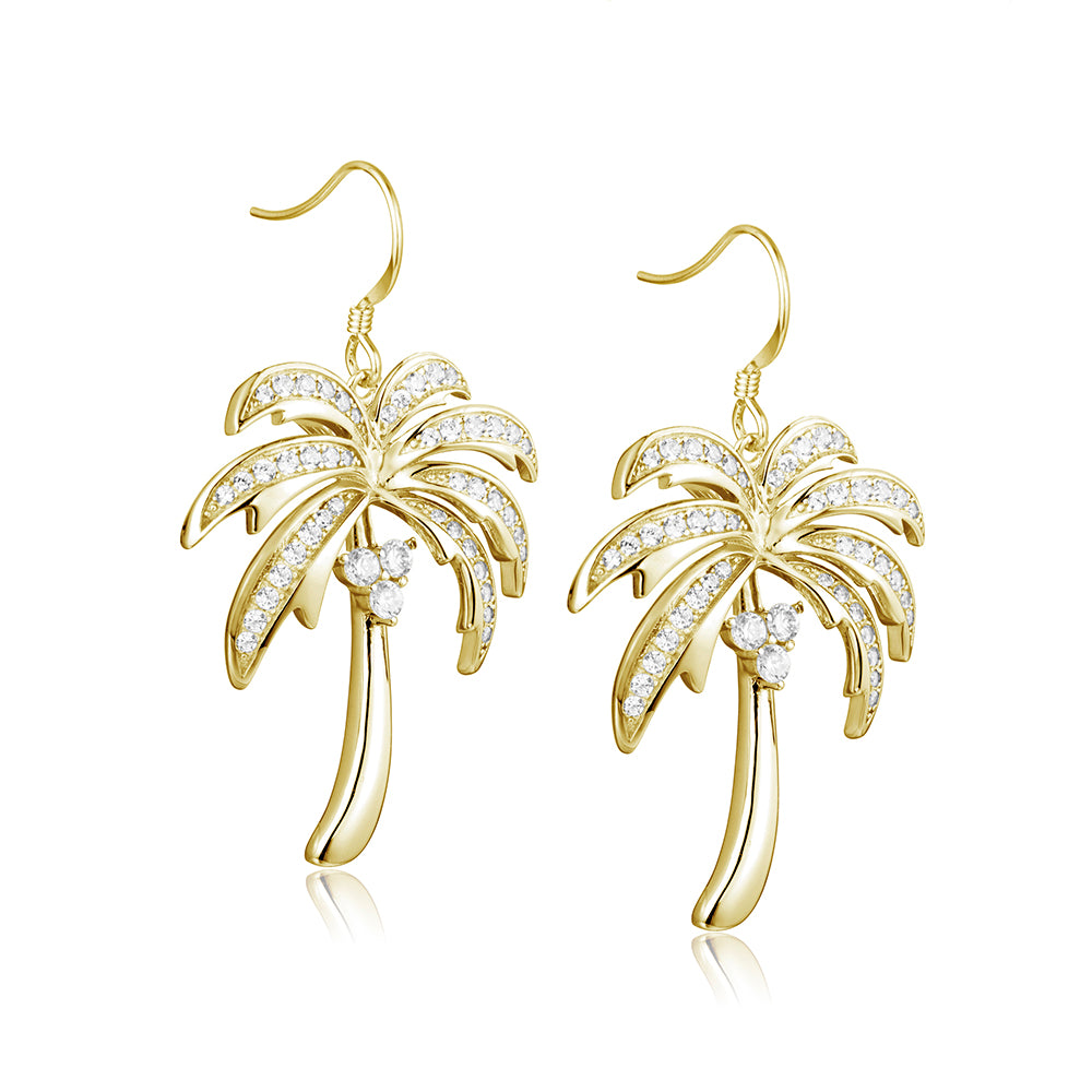 Pavé Queen Palm Tree Hook Earrings
