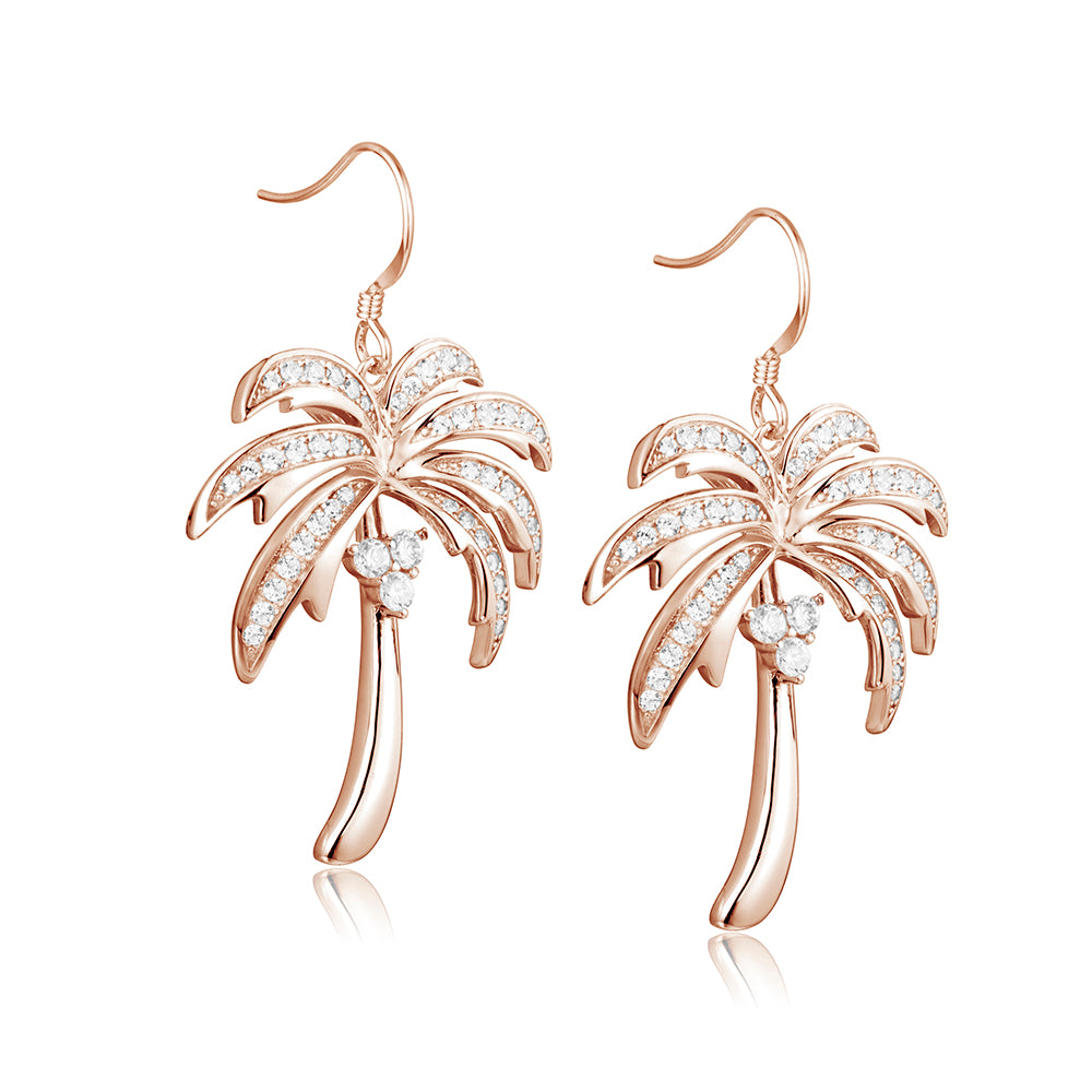 Pavé Queen Palm Tree Hook Earrings