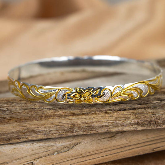 Royal Plumeria Scroll Bangle