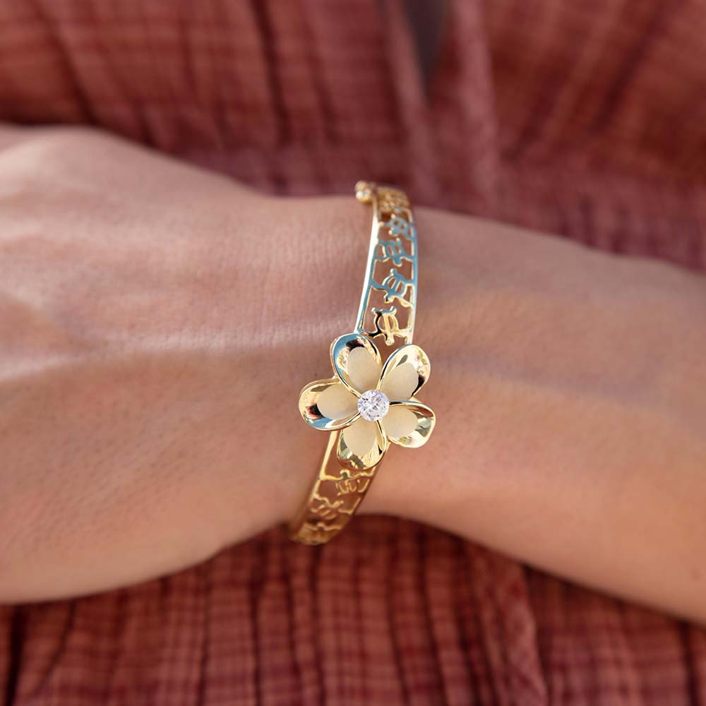 Plumeria Sea Turtle Infinity Bangle