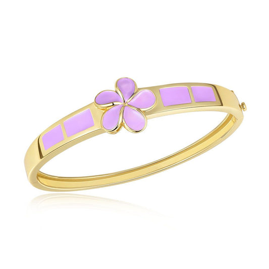 Lavender Blush Enamel Plumeria Bangle