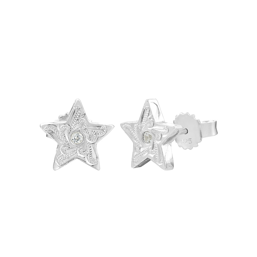 Engraved Star Earrings