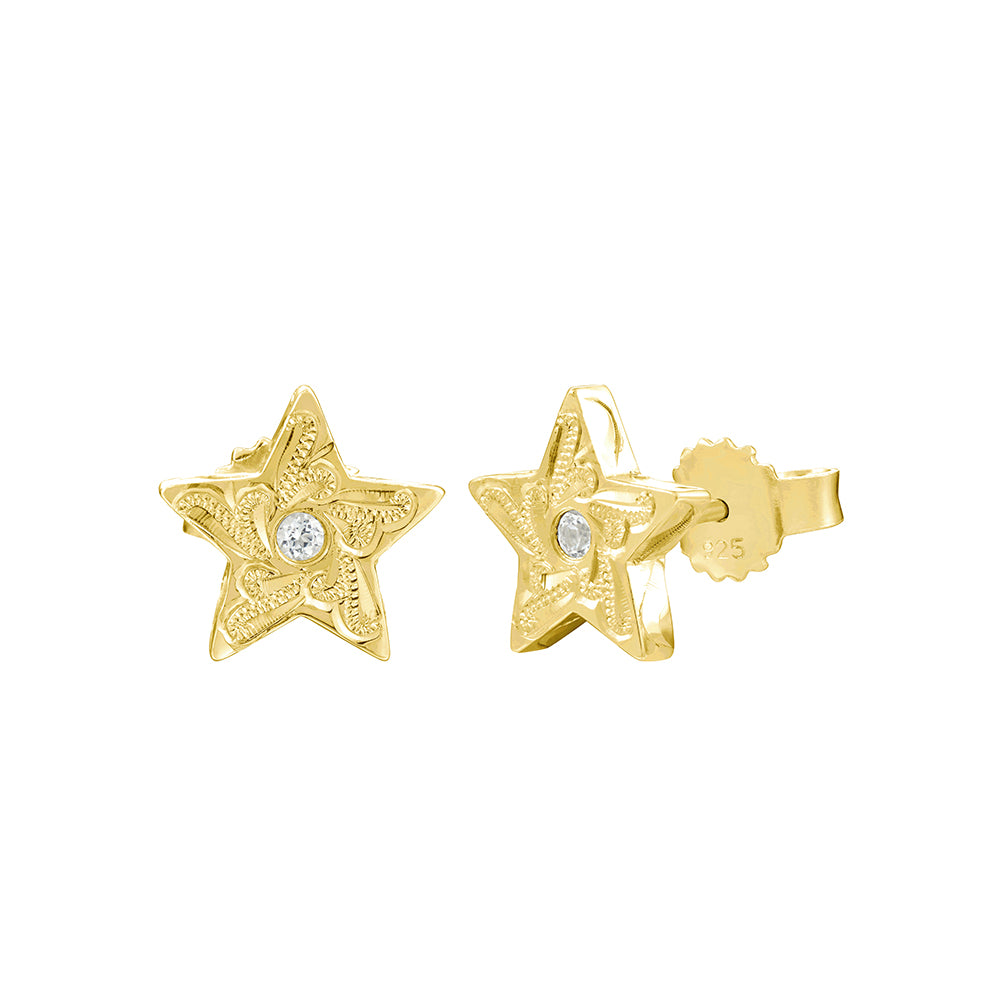 Engraved Star Earrings