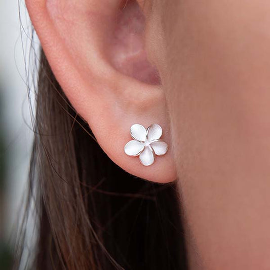 Plumeria Matte Stud Earrings