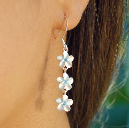 Three Plumerias Hook Earrings