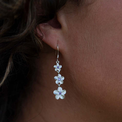 Three Plumerias Hook Earrings
