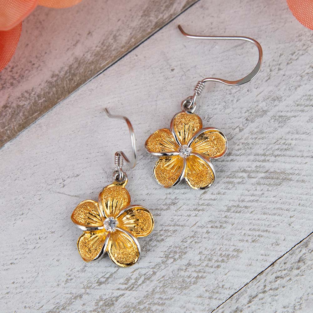 Plumeria Frost Hook Earrings