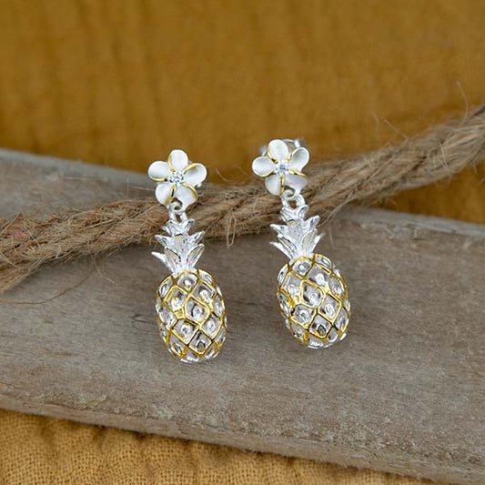 Boucles d'oreilles Plumeria et Ananas