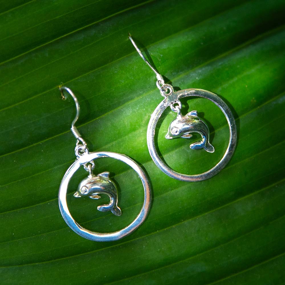 Circle of Light Dolphin Earrings