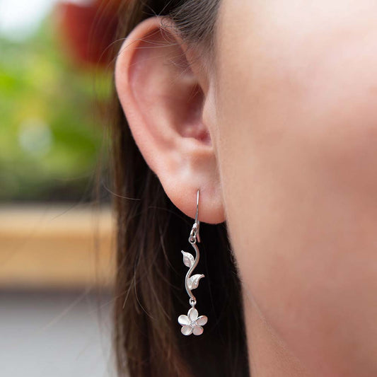 Plumeria Dangle Leaf Earrings