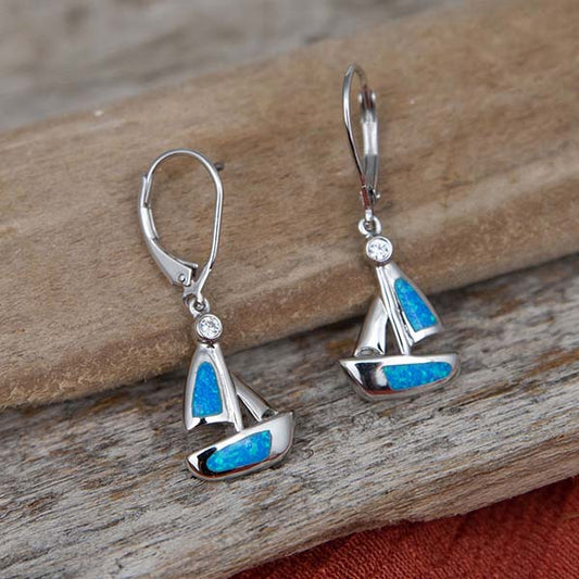 Opal Sailboat Earrings