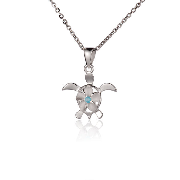 Sparkle Blooming Sea Turtle Pendant