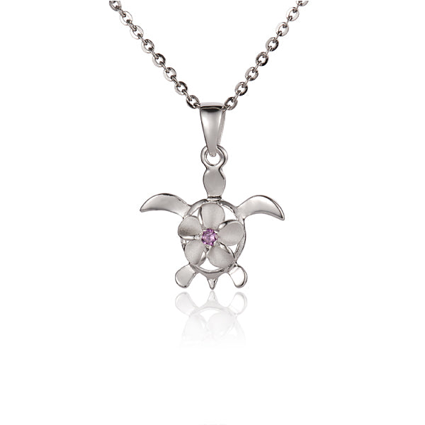 Sparkle Blooming Sea Turtle Pendant